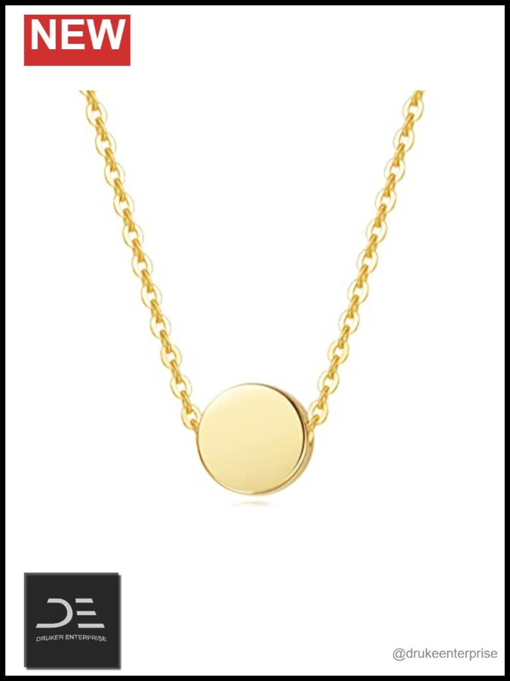 14K Solid Yellow Gold Coin Necklace 16-18in Dainty Round Pendant Fine Jewelry